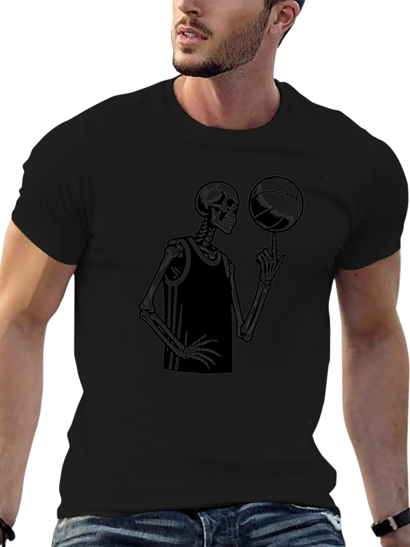 Skeleton Baller Graphic Tee - Cool Design