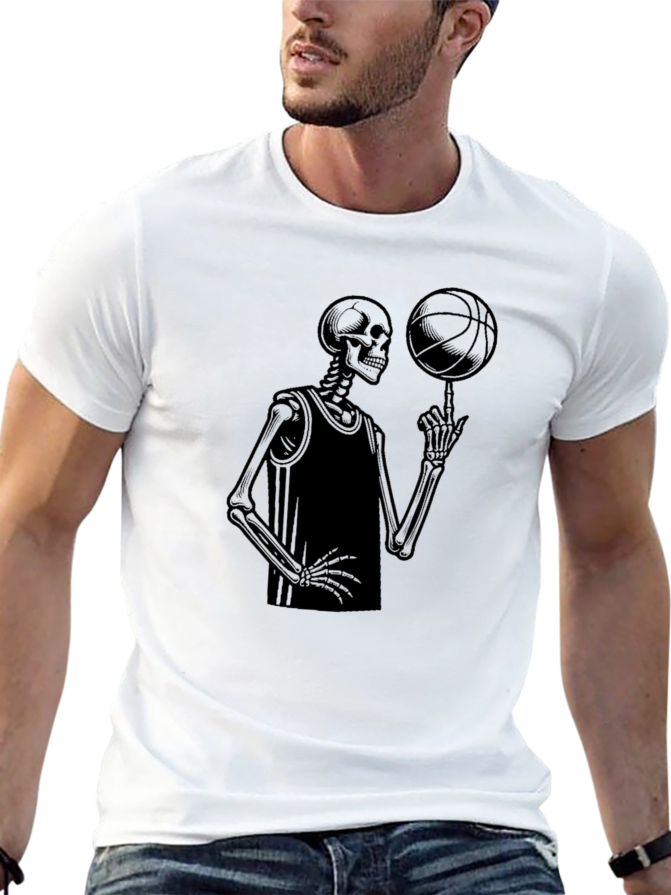 Skeleton Baller Graphic Tee - Cool Design