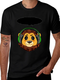 Lion Headphone T-Shirt - Fun & Stylish Graphic Tee