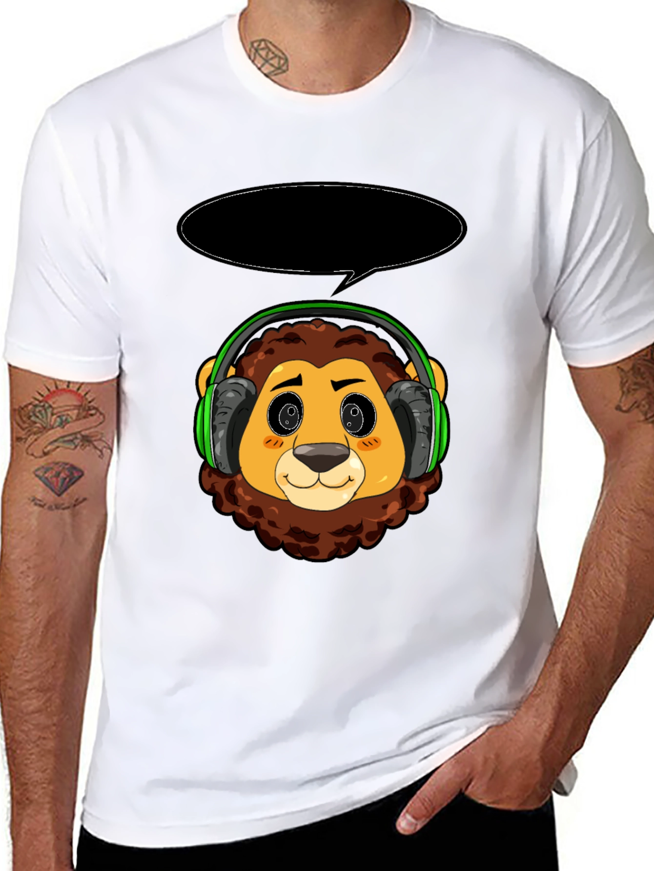 Lion Headphone T-Shirt - Fun & Stylish Graphic Tee