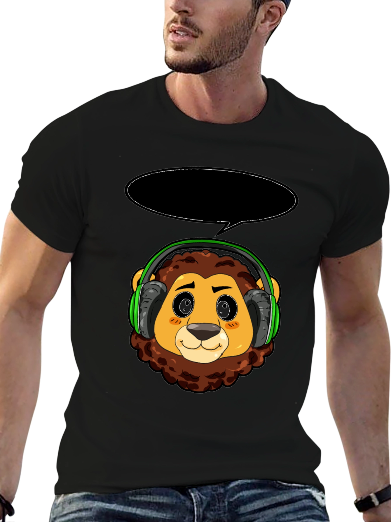 Lion Headphone T-Shirt - Fun & Stylish Graphic Tee
