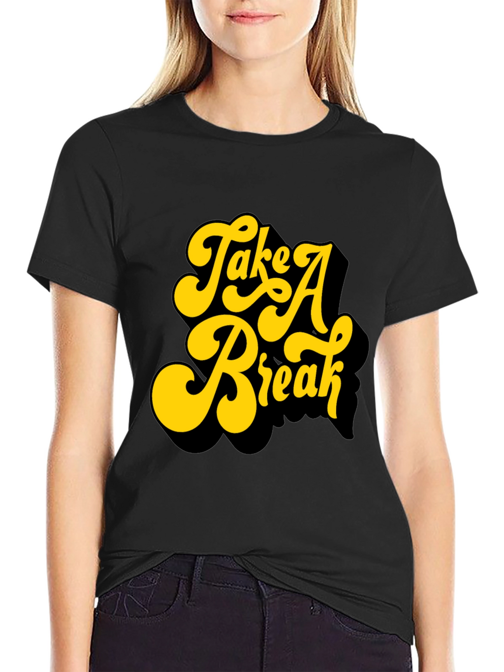 Retro Take A Break Graphic Black T-Shirt
