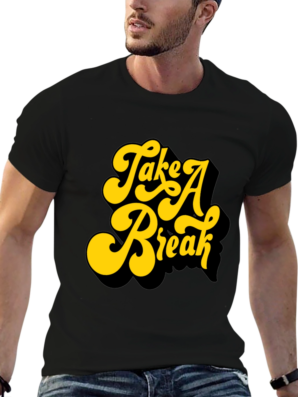 Retro Take A Break Graphic Black T-Shirt