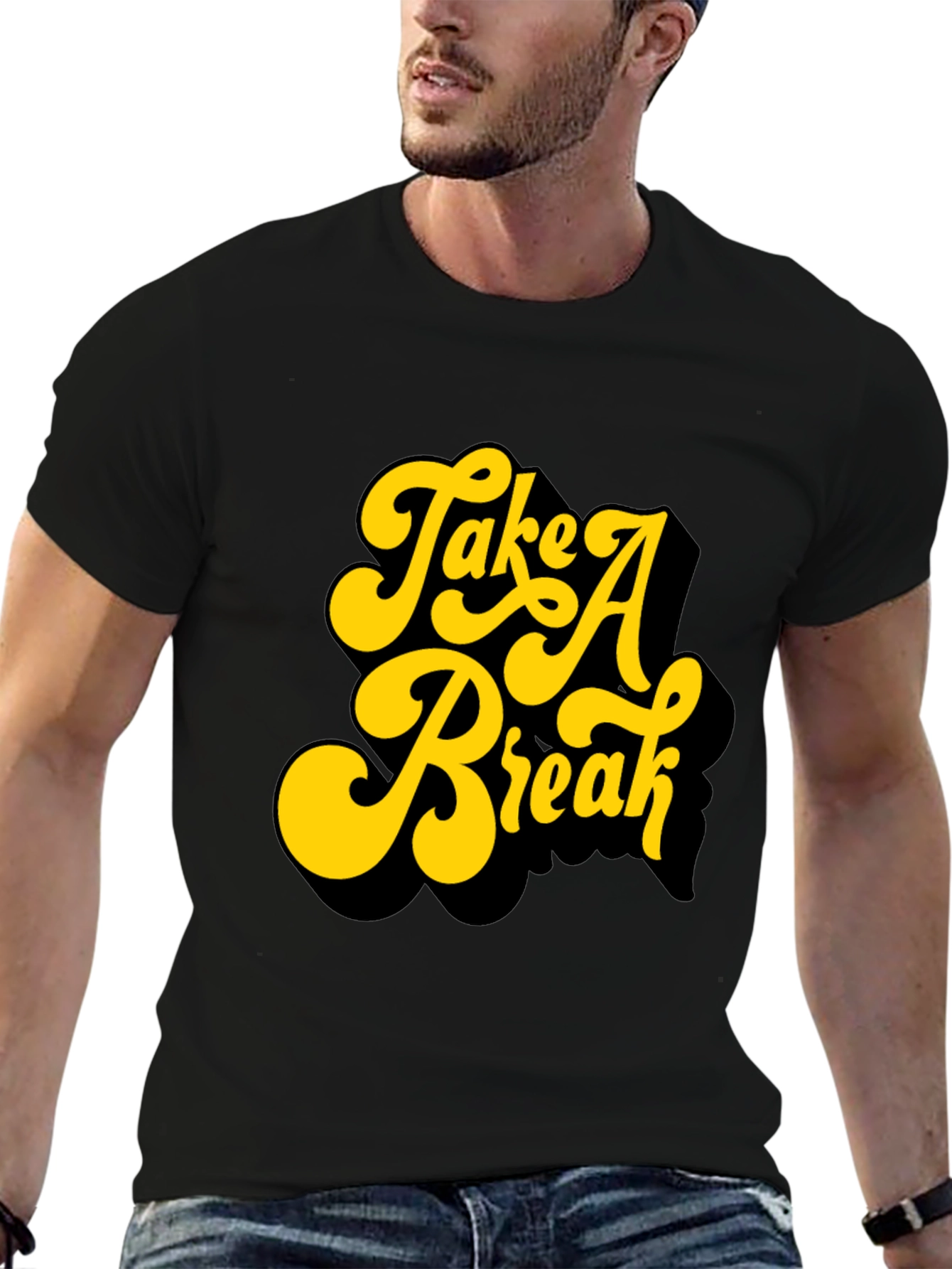 Retro Take A Break Graphic Black T-Shirt