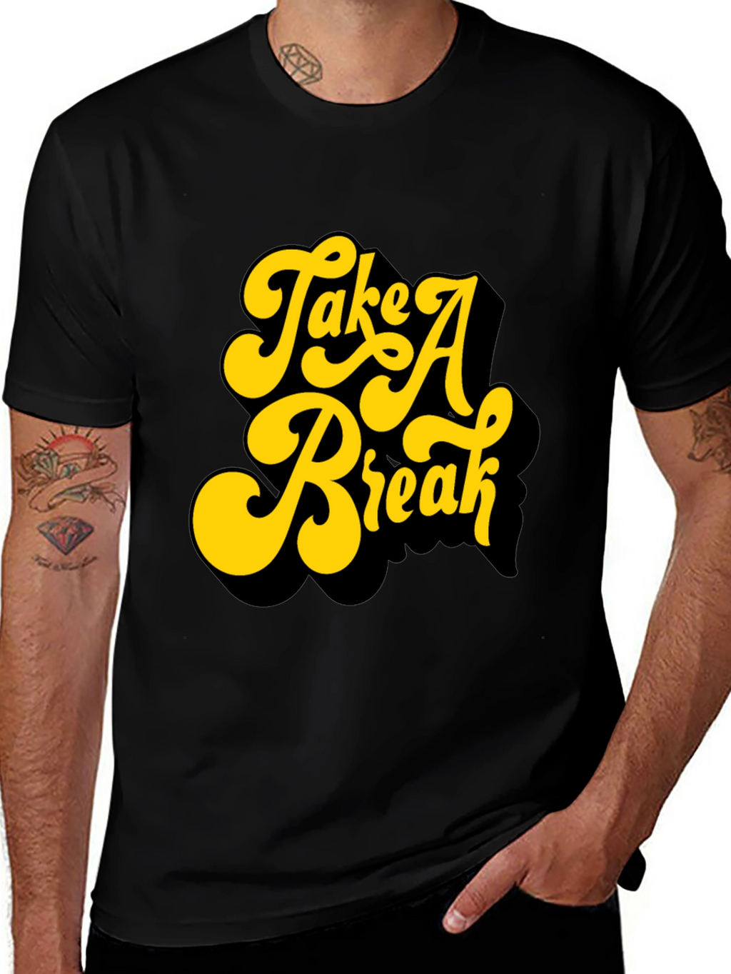 Retro Take A Break Graphic Black T-Shirt