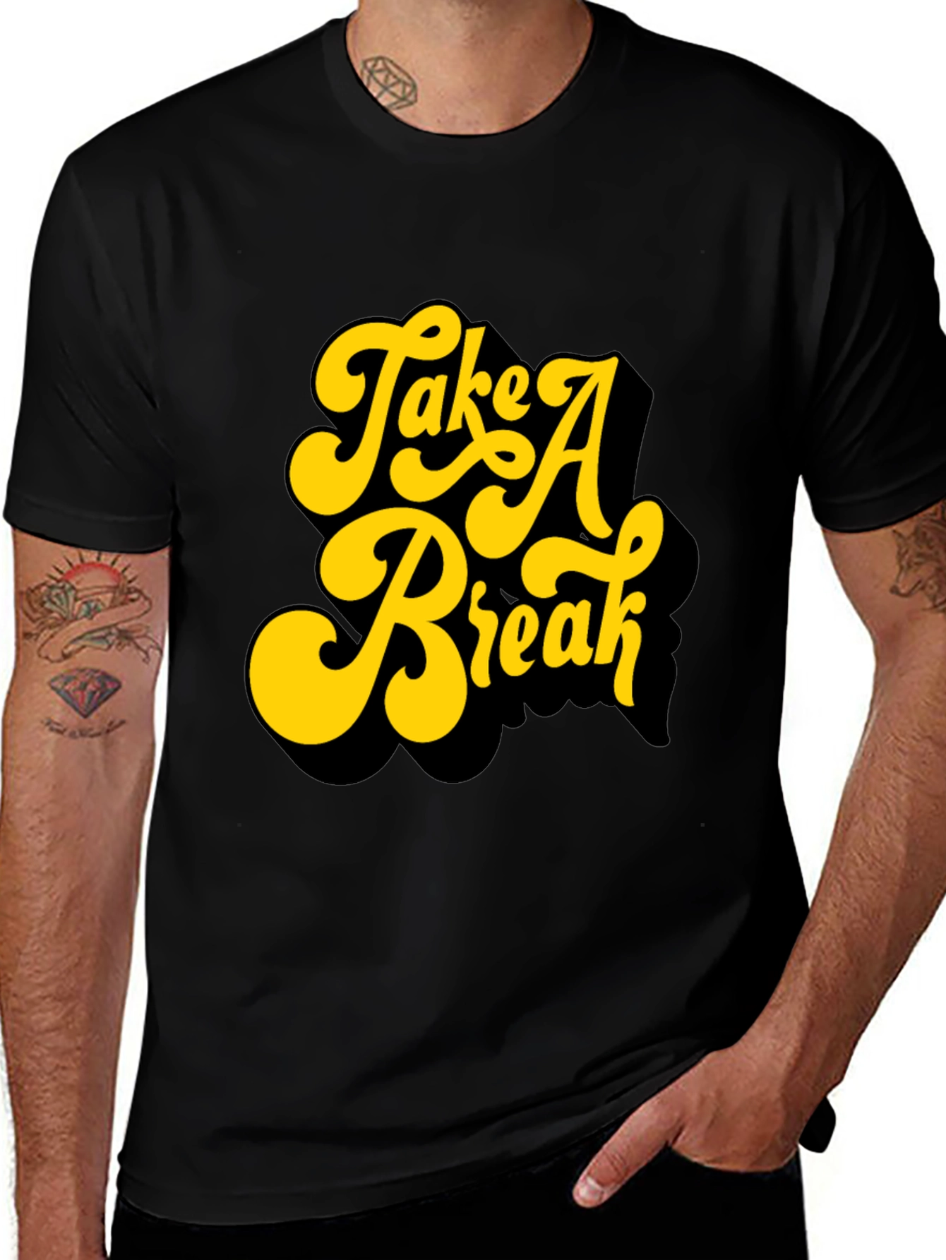 Retro Take A Break Graphic Black T-Shirt