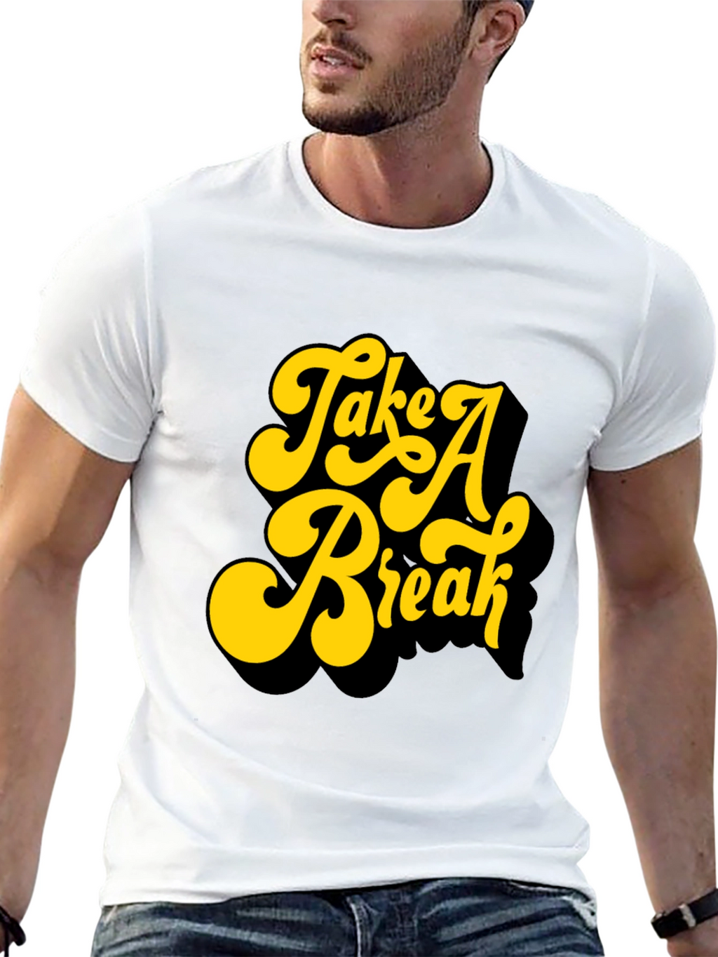 Retro Take A Break Graphic Black T-Shirt