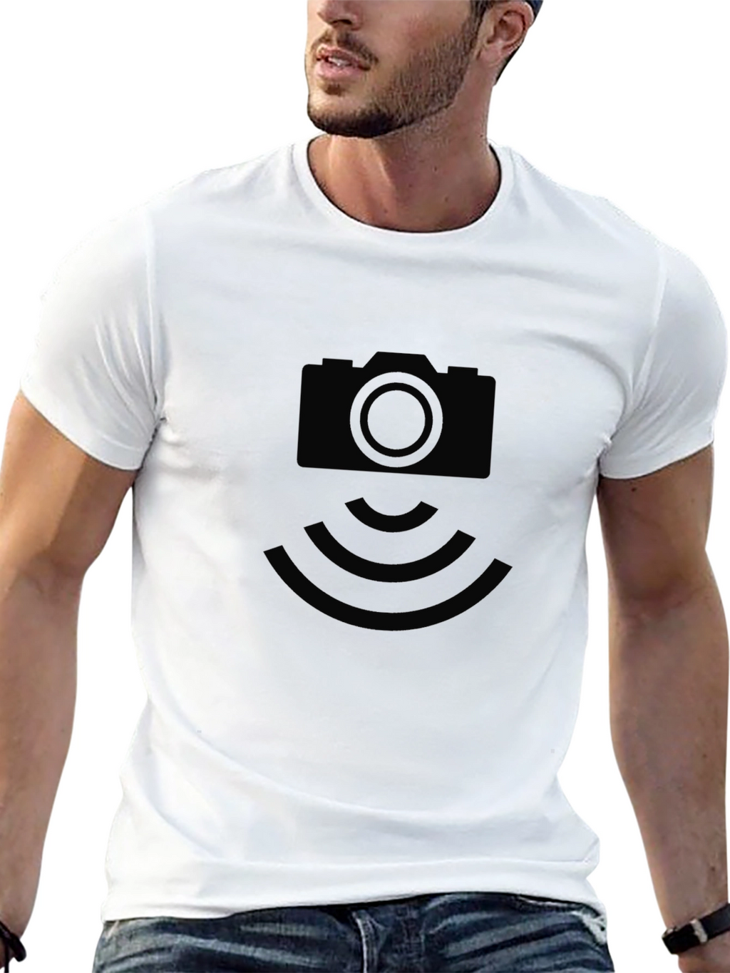 Camera Icon T-Shirt - Black Modern Design