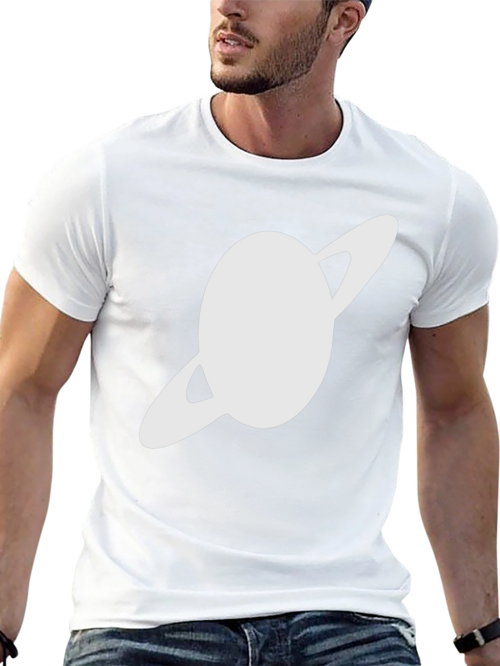 Saturn Graphic Black T-Shirt - Trendy Space Design