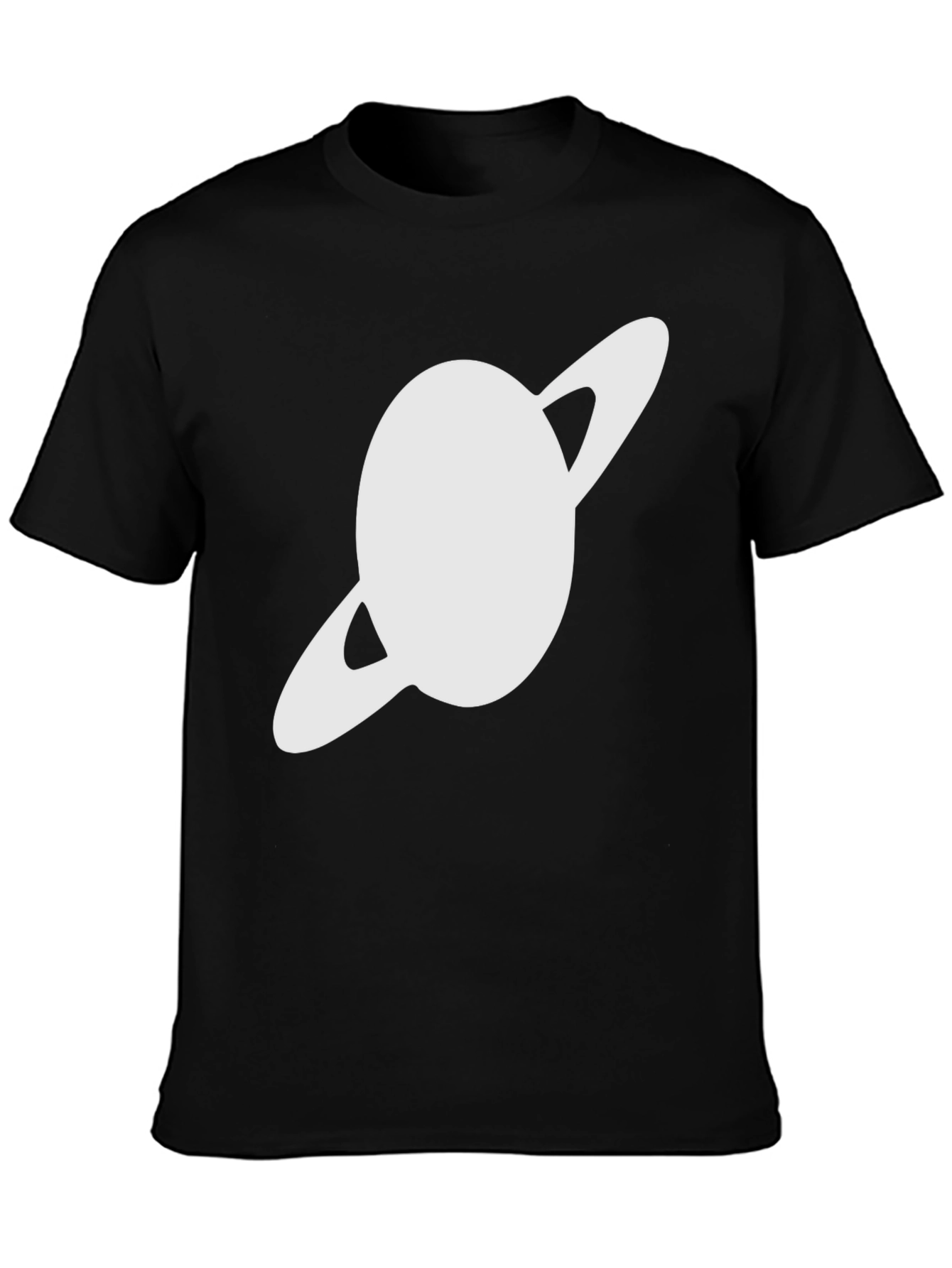 Saturn Graphic Black T-Shirt - Trendy Space Design