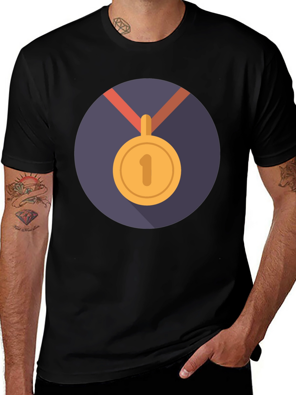 Winners T-Shirt: Black Medal Design