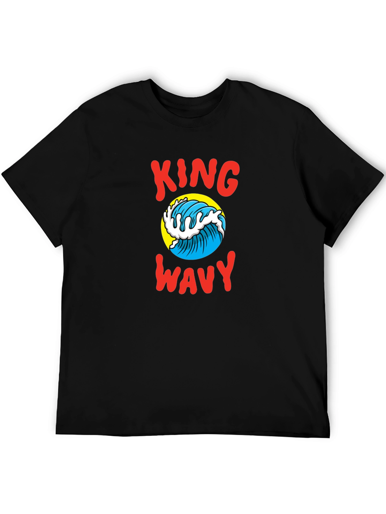 King Wavy Graphic Tee - Black Cotton T-Shirt