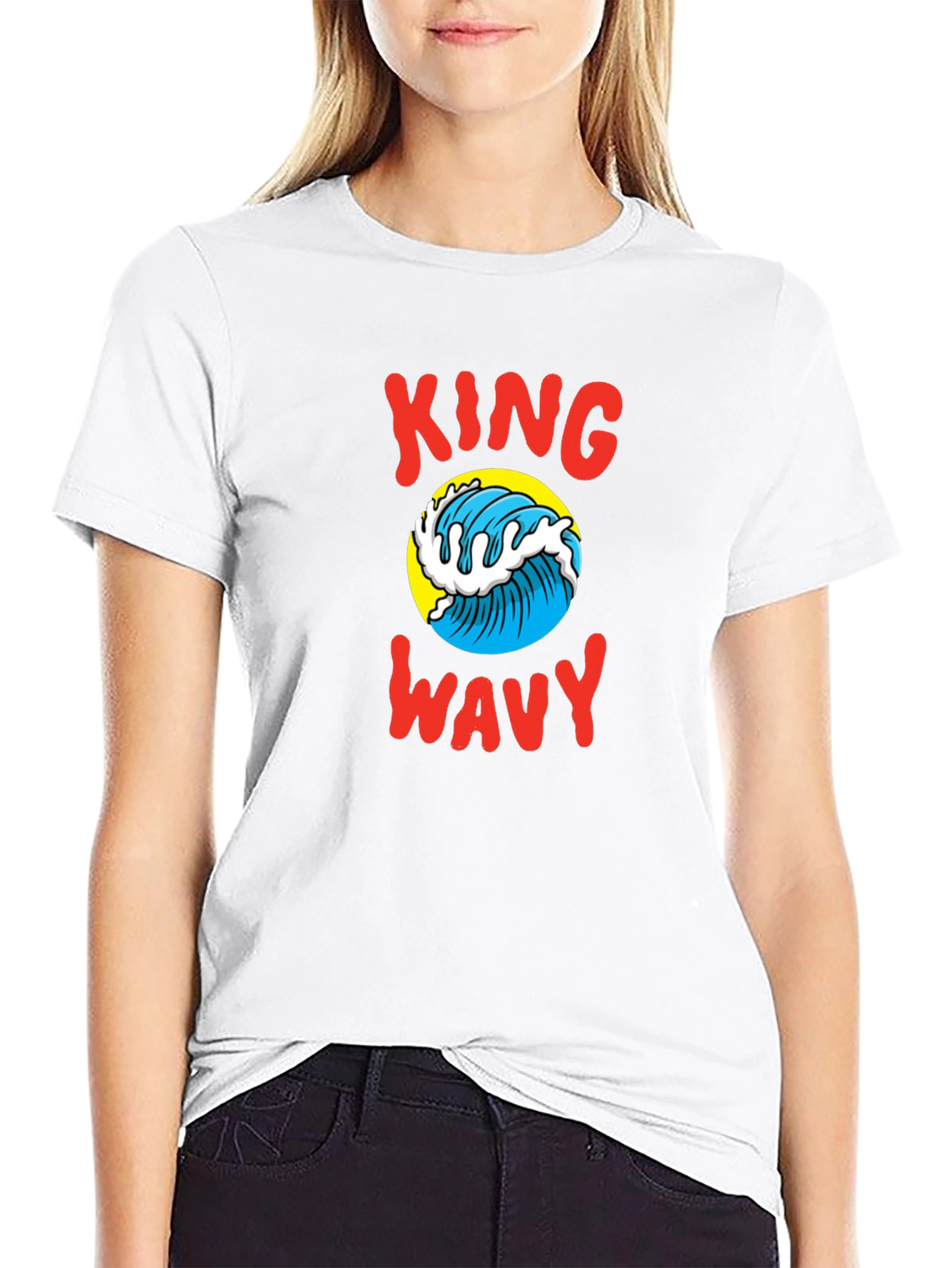 King Wavy Graphic Tee - Black Cotton T-Shirt