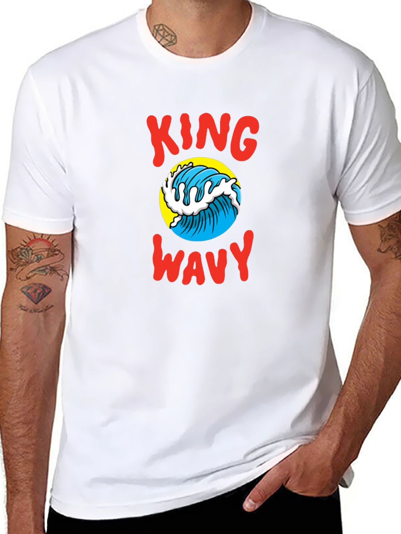 King Wavy Graphic Tee - Black Cotton T-Shirt