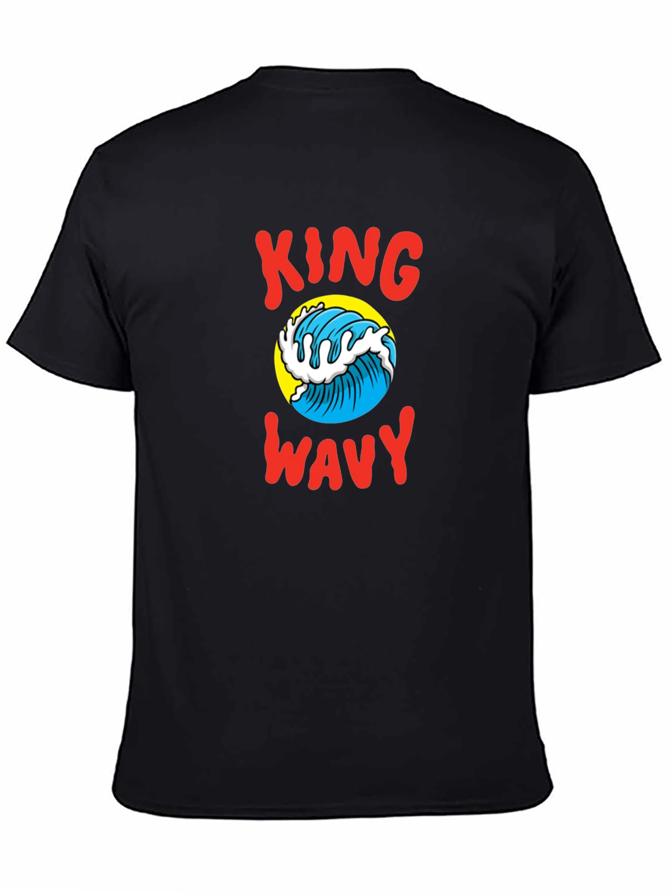 King Wavy Graphic Tee - Black Cotton T-Shirt