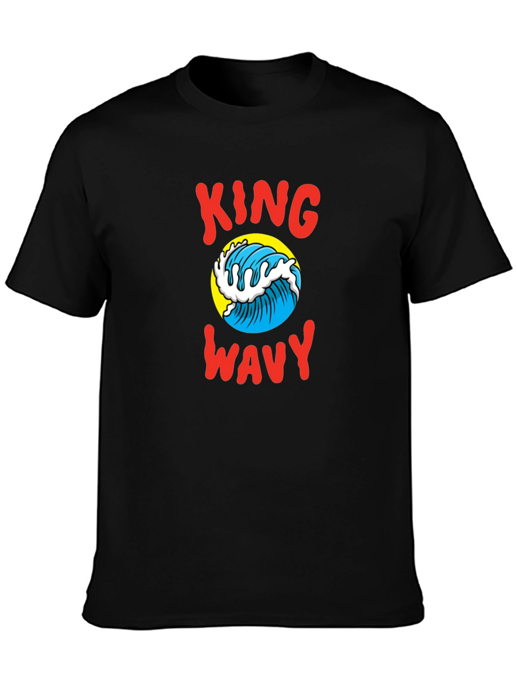 King Wavy Graphic Tee - Black Cotton T-Shirt