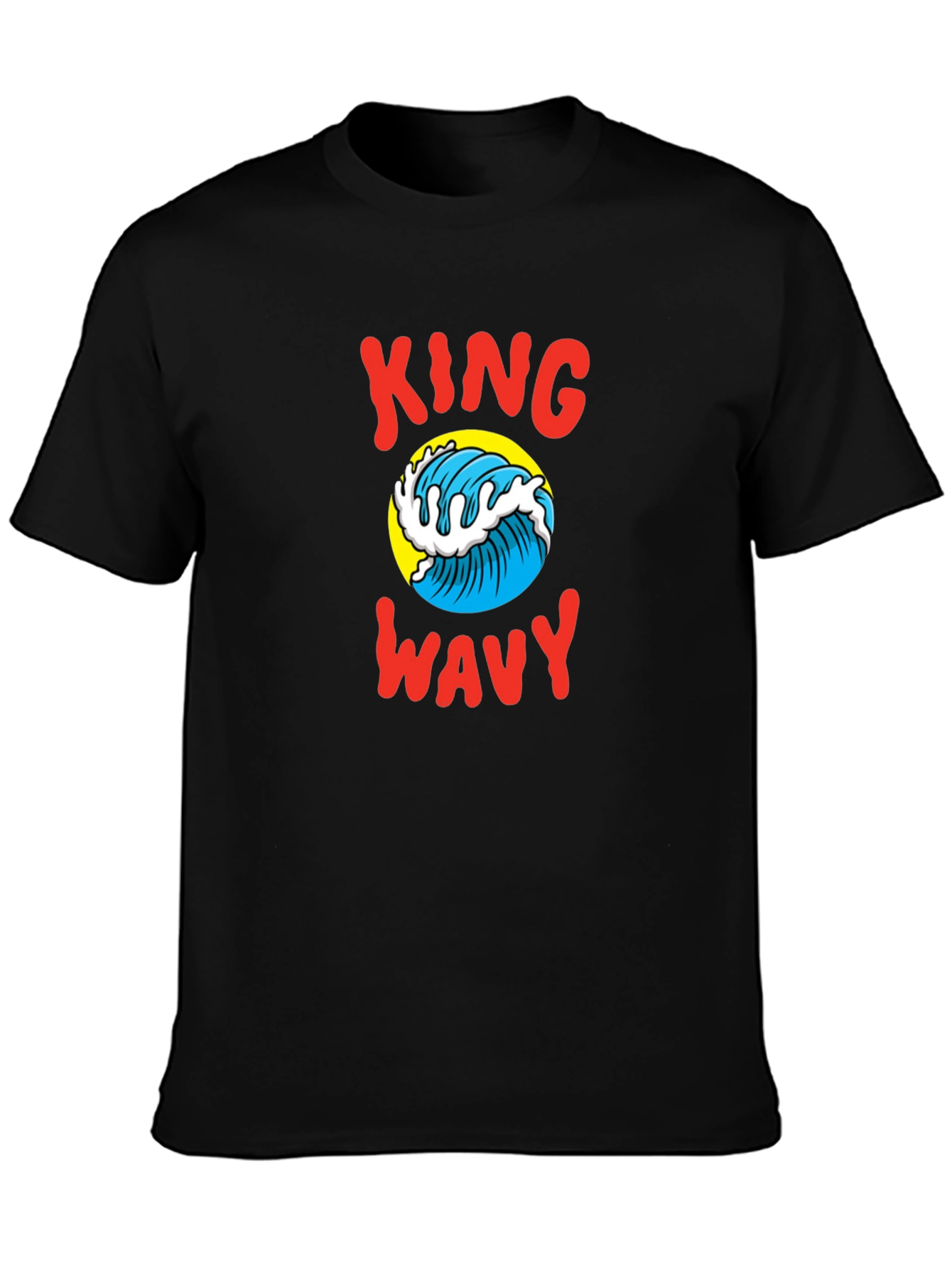 King Wavy Graphic Tee - Black Cotton T-Shirt