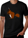 Squirrel Graphic T-Shirt - Black Cotton Tee