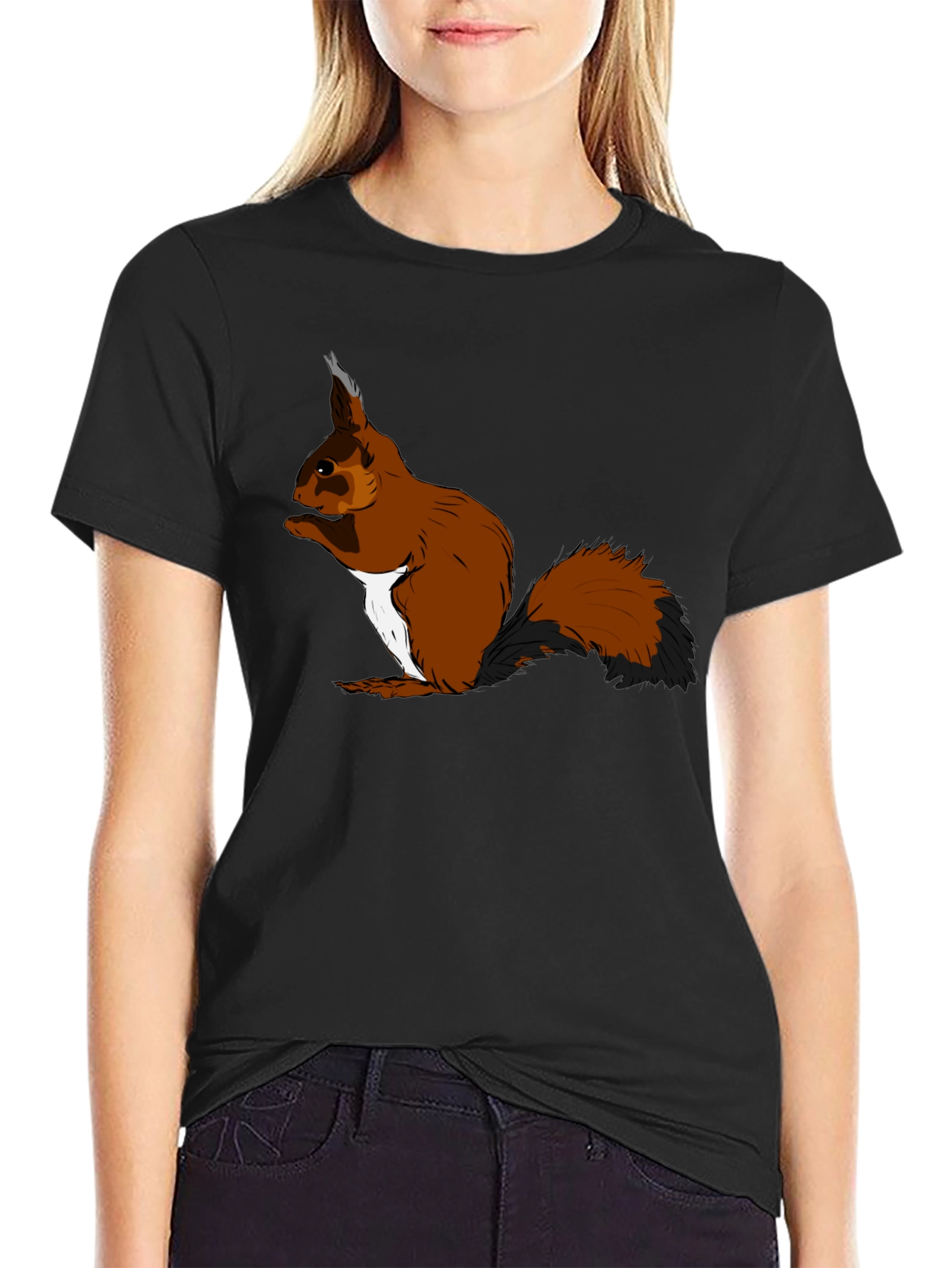 Squirrel Graphic T-Shirt - Black Cotton Tee