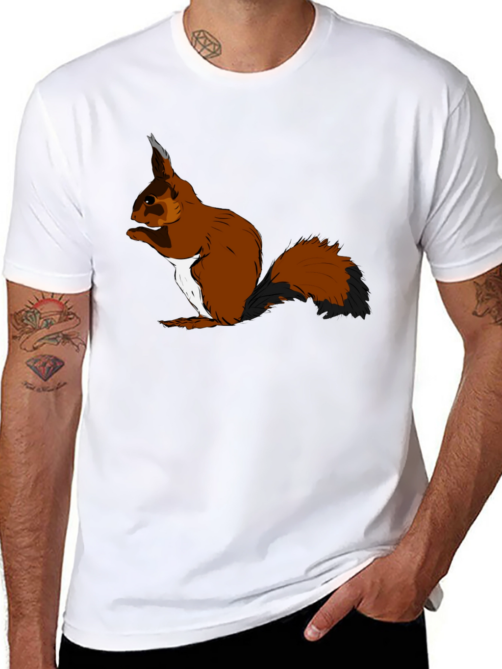 Squirrel Graphic T-Shirt - Black Cotton Tee