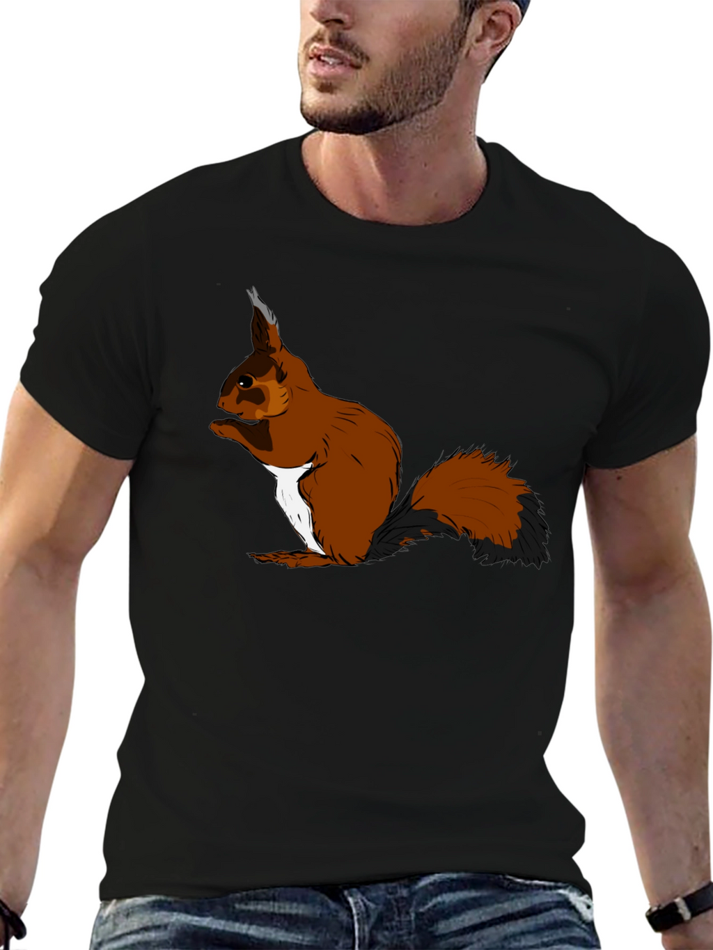 Squirrel Graphic T-Shirt - Black Cotton Tee