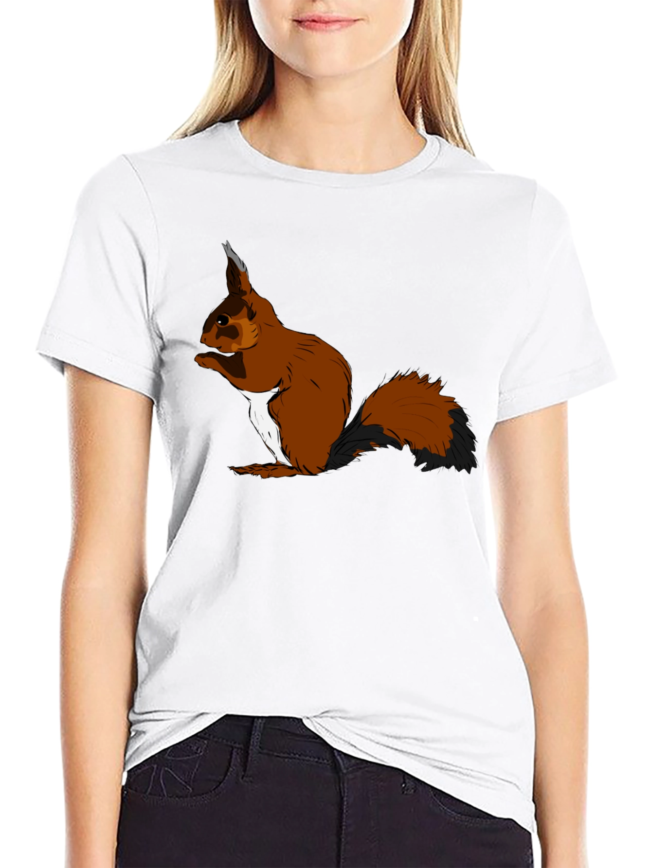 Squirrel Graphic T-Shirt - Black Cotton Tee