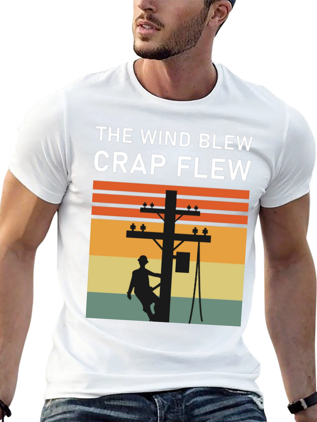 Funny Lineman T-Shirt: The Wind Blew Crap Flew
