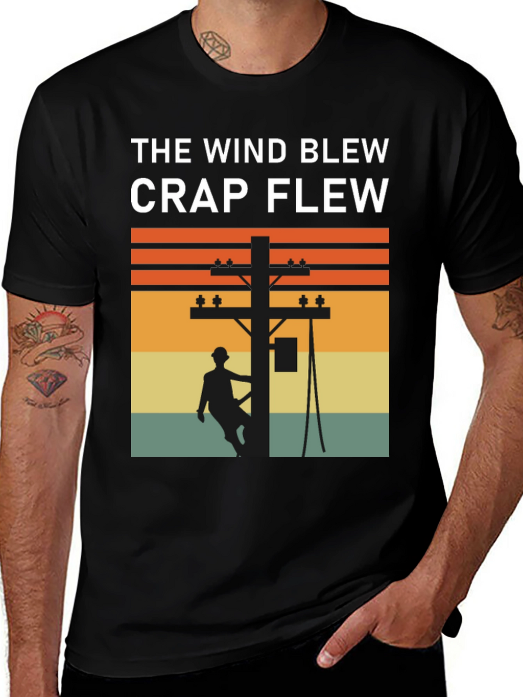 Funny Lineman T-Shirt: The Wind Blew Crap Flew