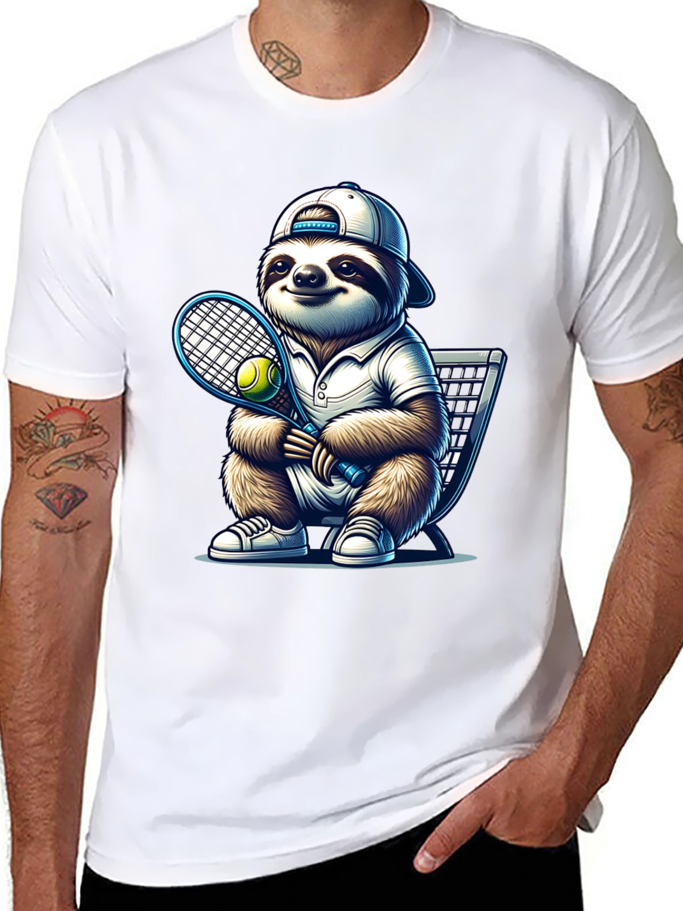 Sloth Tennis T-Shirt - Funny Animal Tee