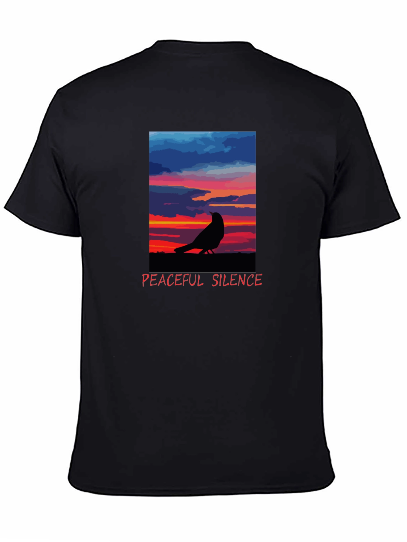 Peaceful Silence Crow Sunset Graphic Tee