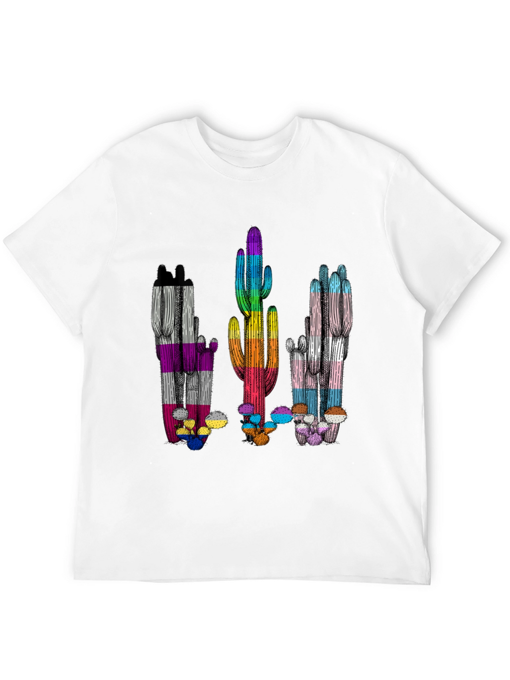LGBTQ+ Pride Cactus T-Shirt - Black