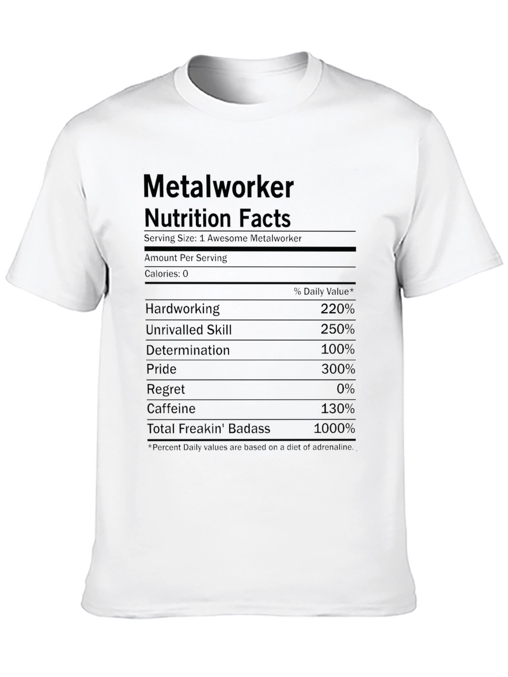 Metalworker Nutrition Facts Funny T-Shirt