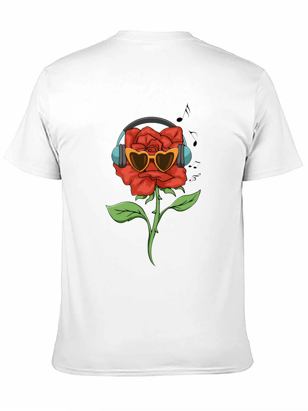 Rose with Headphones Graphic T-Shirt