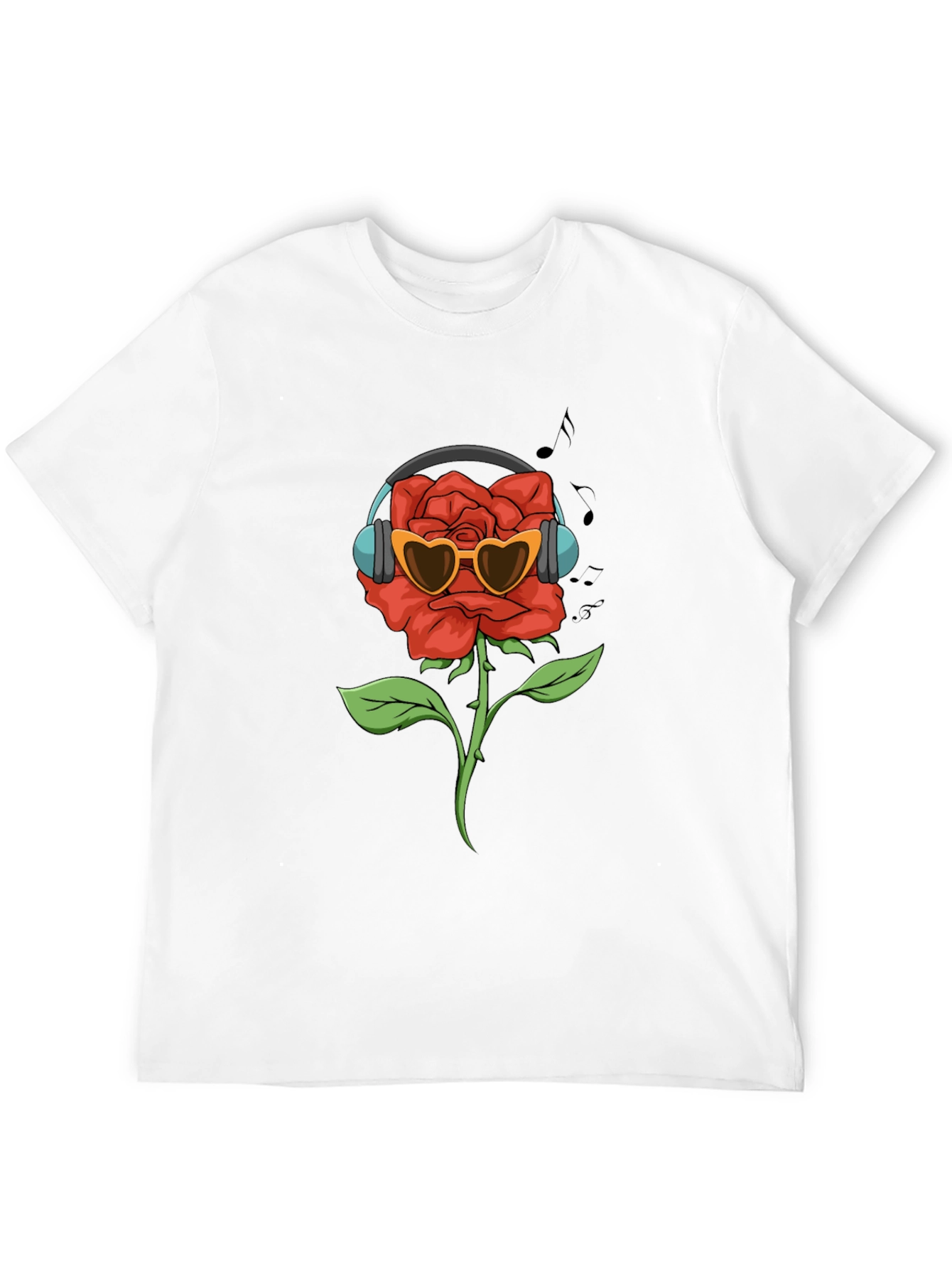 Rose with Headphones Graphic T-Shirt