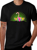 Flamingo Cocktail Graphic Tee - Black