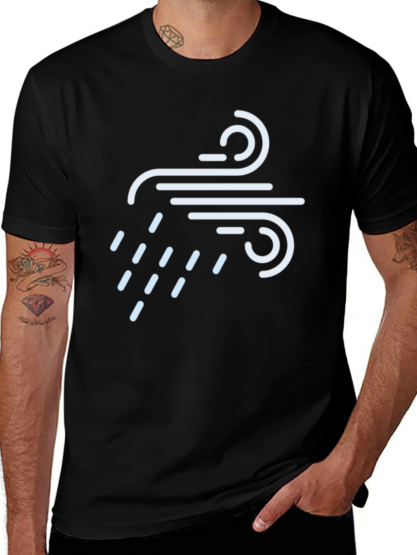 Wind & Rain Graphic Tee - Black Crew Neck