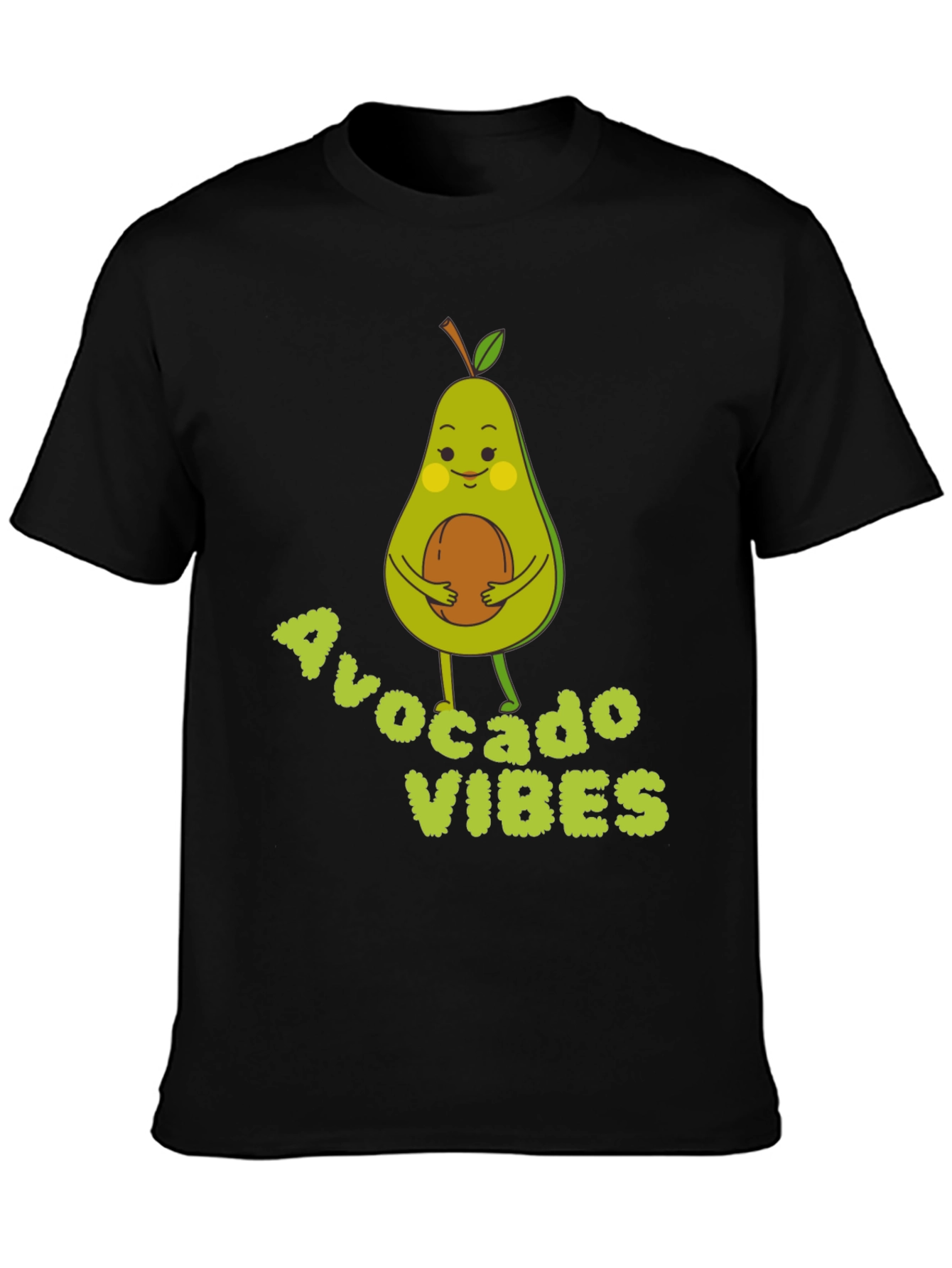 Avocado Vibes Graphic Tee - Soft Black Cotton T-Shirt