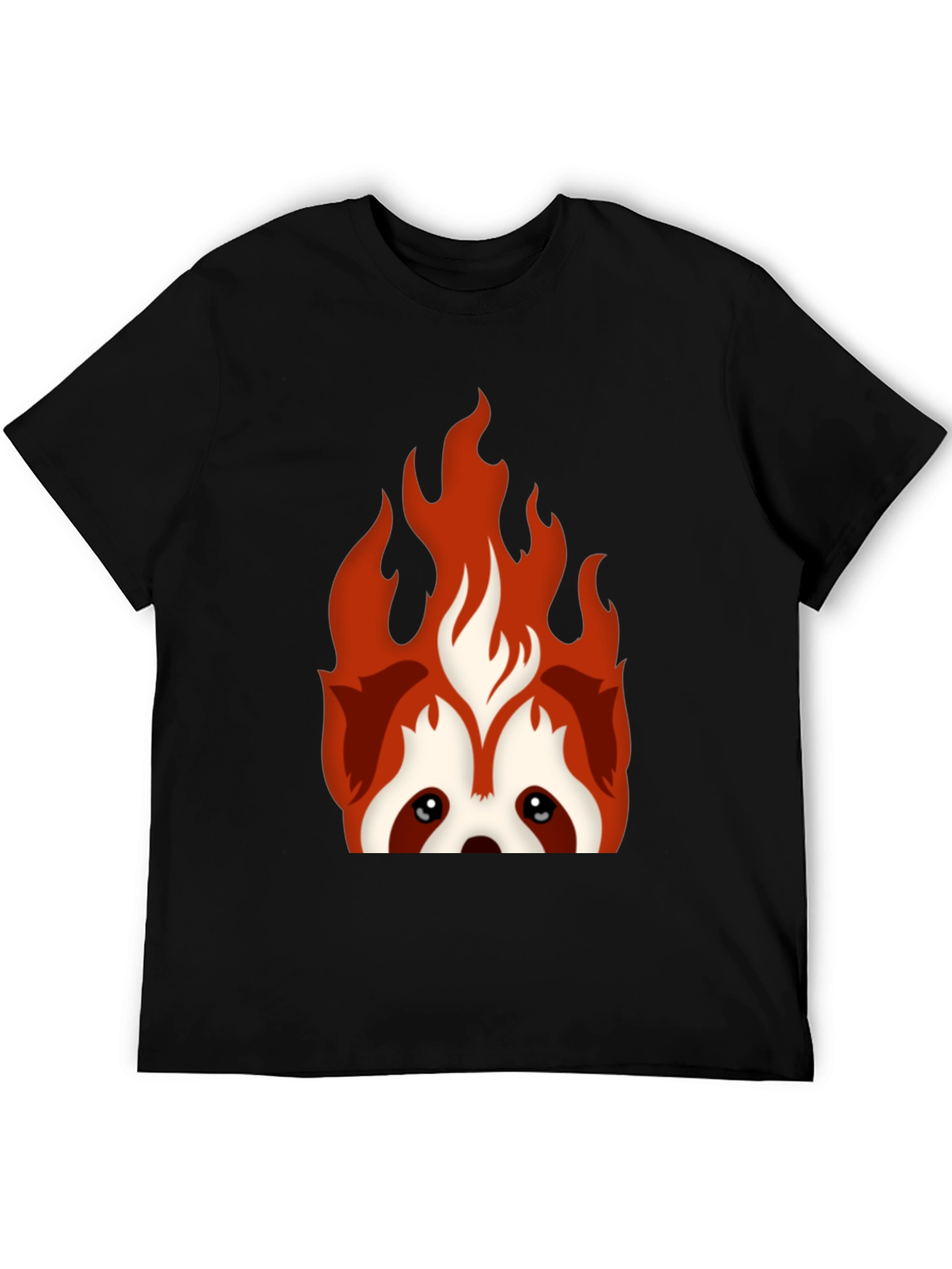 Fiery Red Panda Graphic Tee - Black Cotton Blend