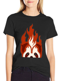 Fiery Red Panda Graphic Tee - Black Cotton Blend