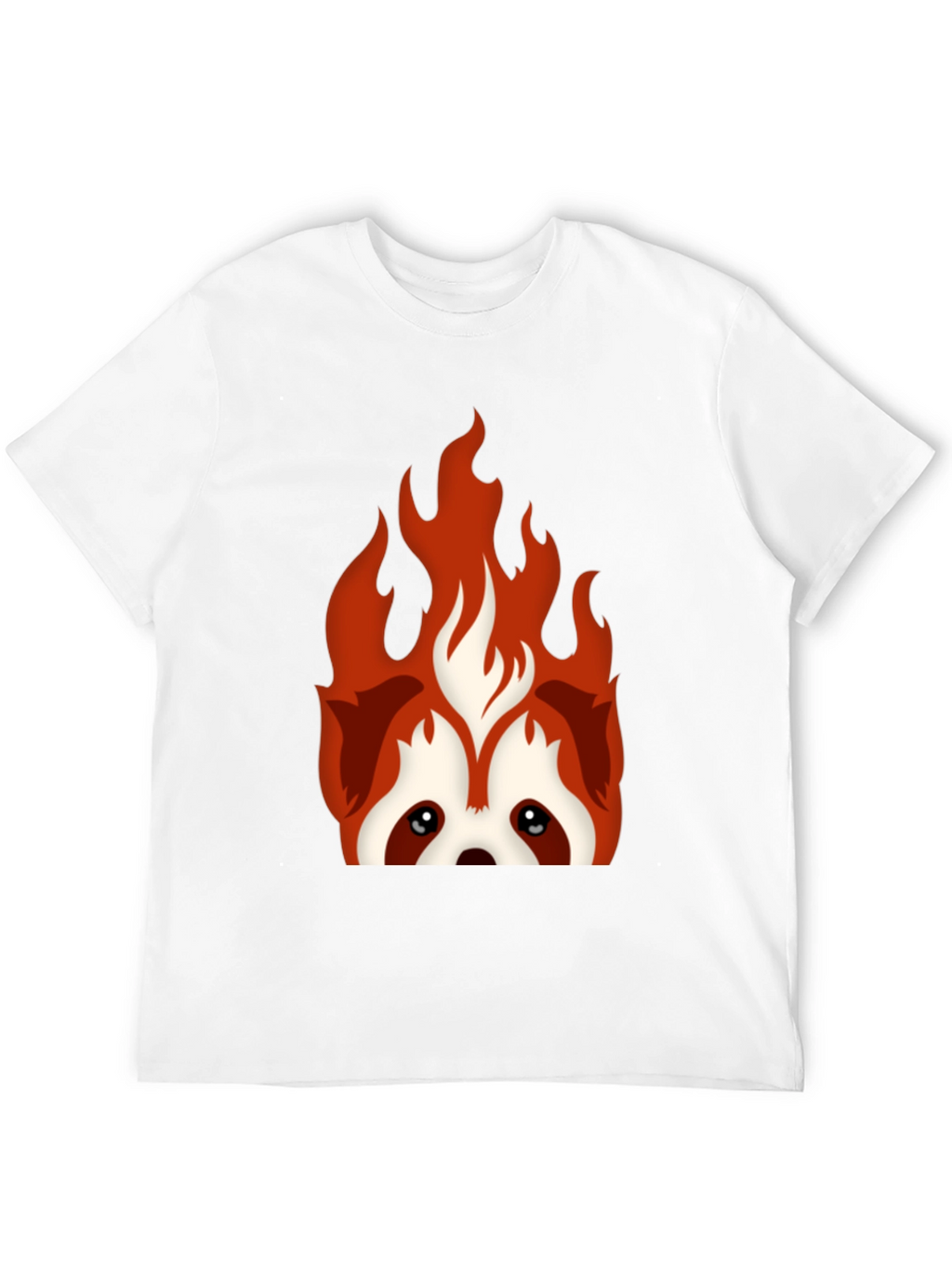 Fiery Red Panda Graphic Tee - Black Cotton Blend