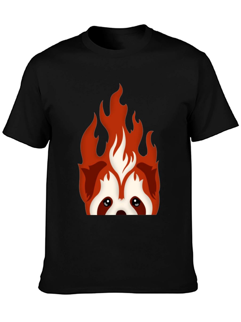 Fiery Red Panda Graphic Tee - Black Cotton Blend