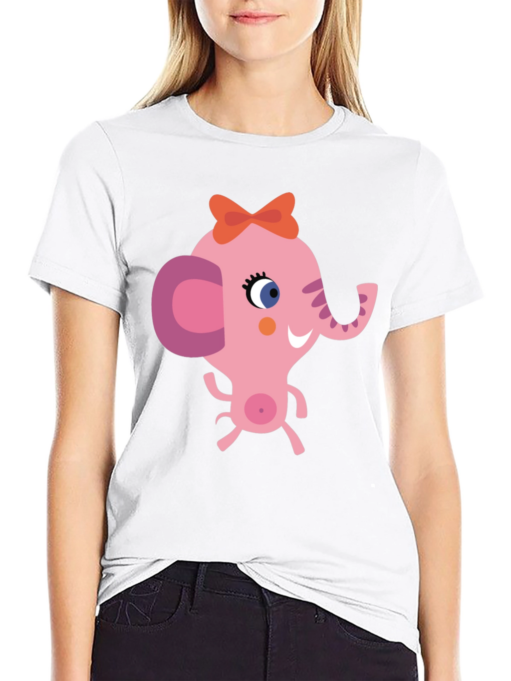 Cute Cartoon Elephant Graphic T-Shirt