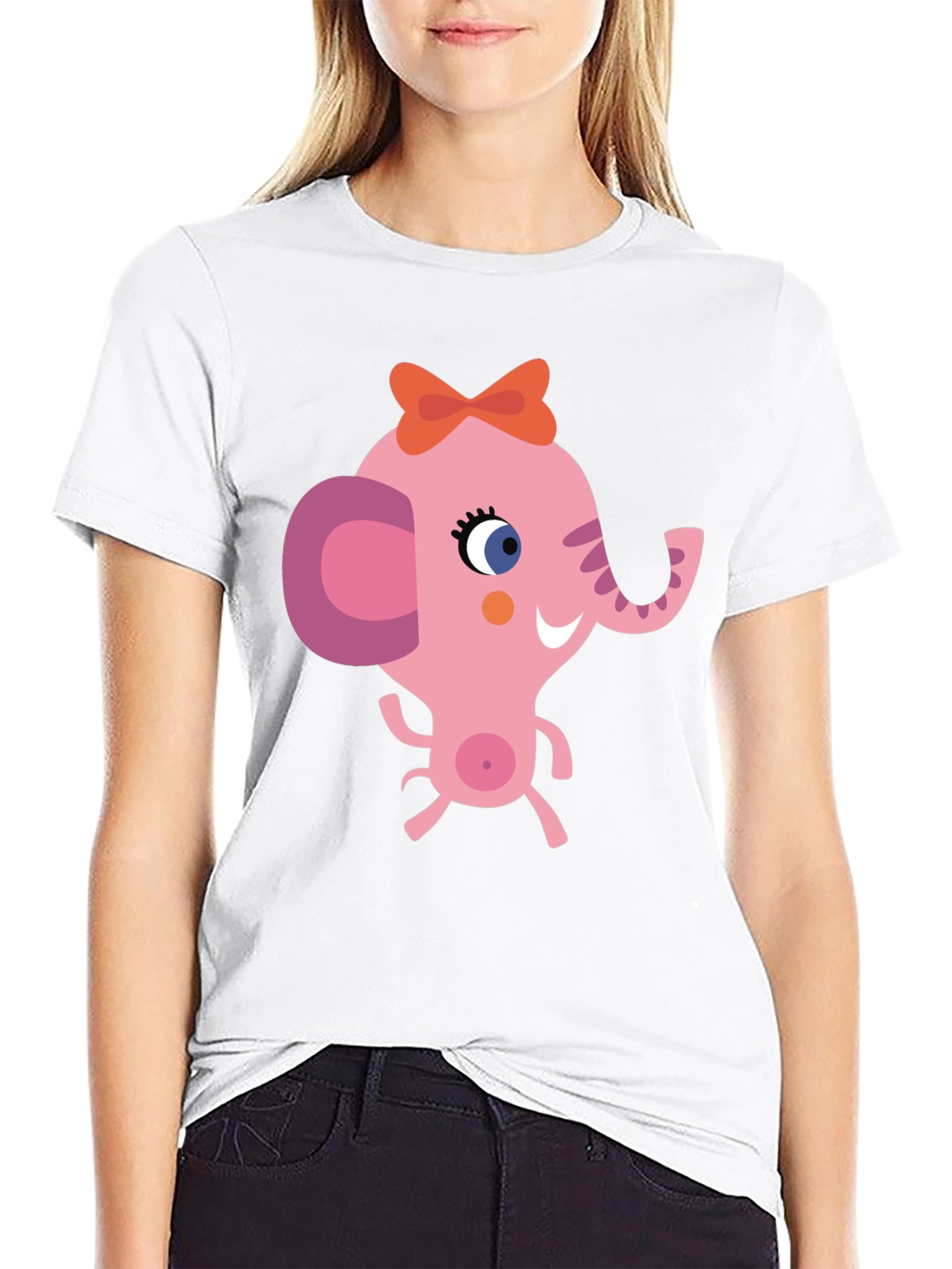 Cute Cartoon Elephant Graphic T-Shirt