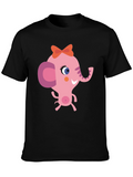 Cute Cartoon Elephant Graphic T-Shirt