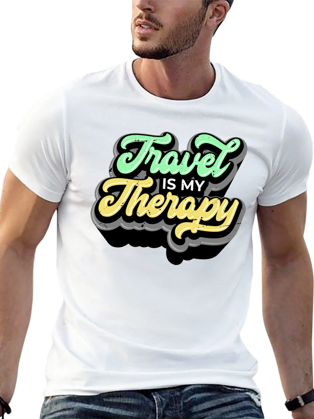 Travel Is My Therapy Black T-Shirt