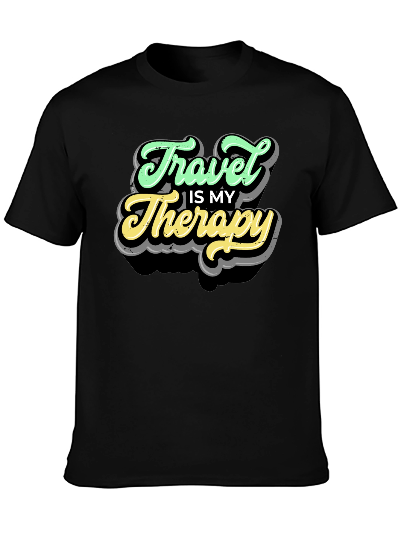 Travel Is My Therapy Black T-Shirt