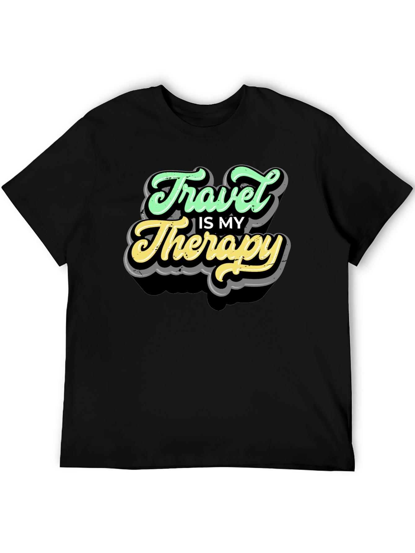 Travel Is My Therapy Black T-Shirt