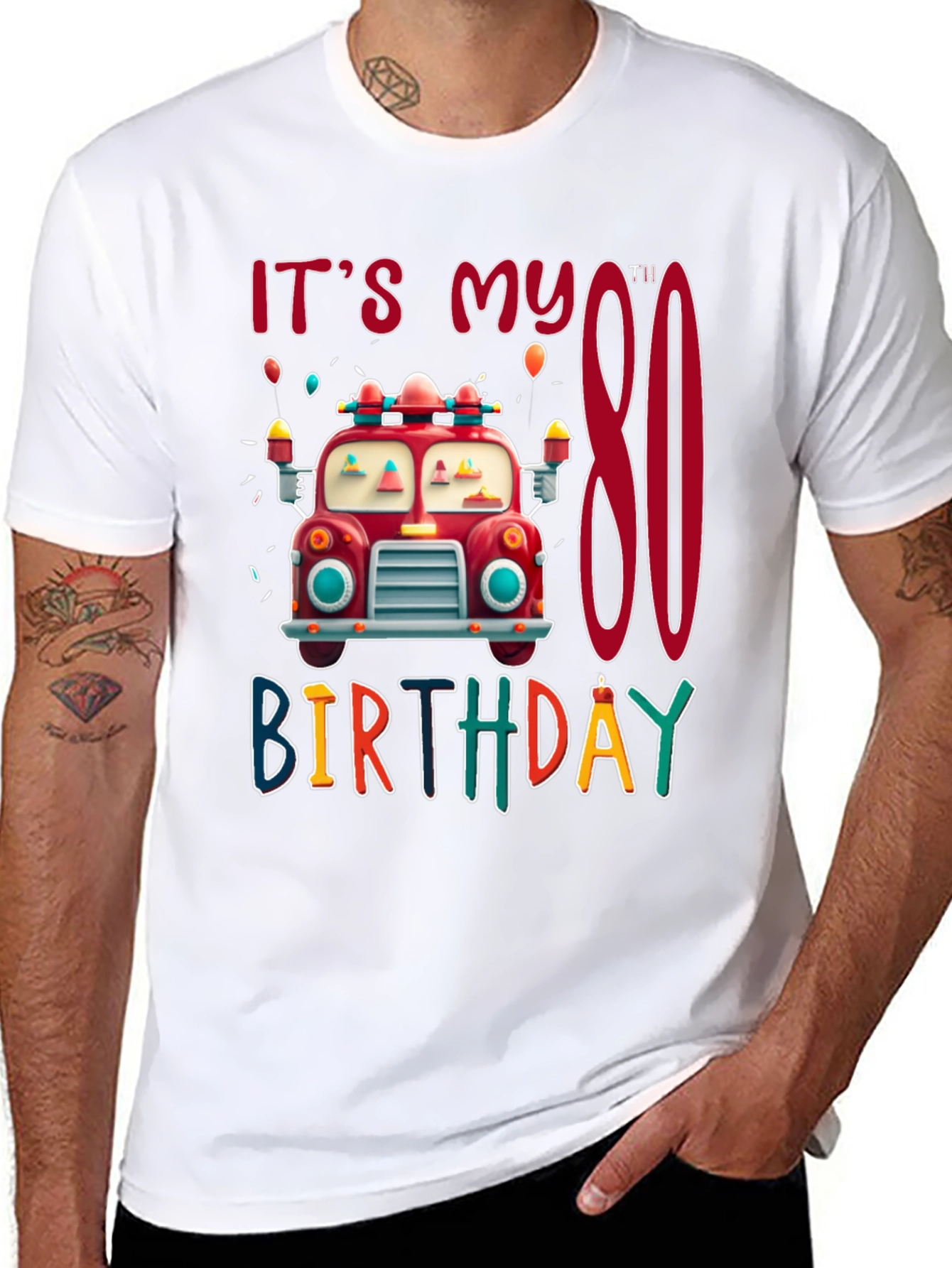 Its My 80th Birthday Fire Truck T-Shirt