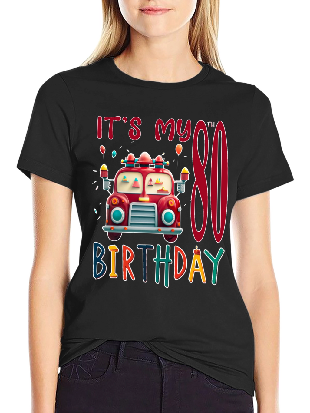 Its My 80th Birthday Fire Truck T-Shirt