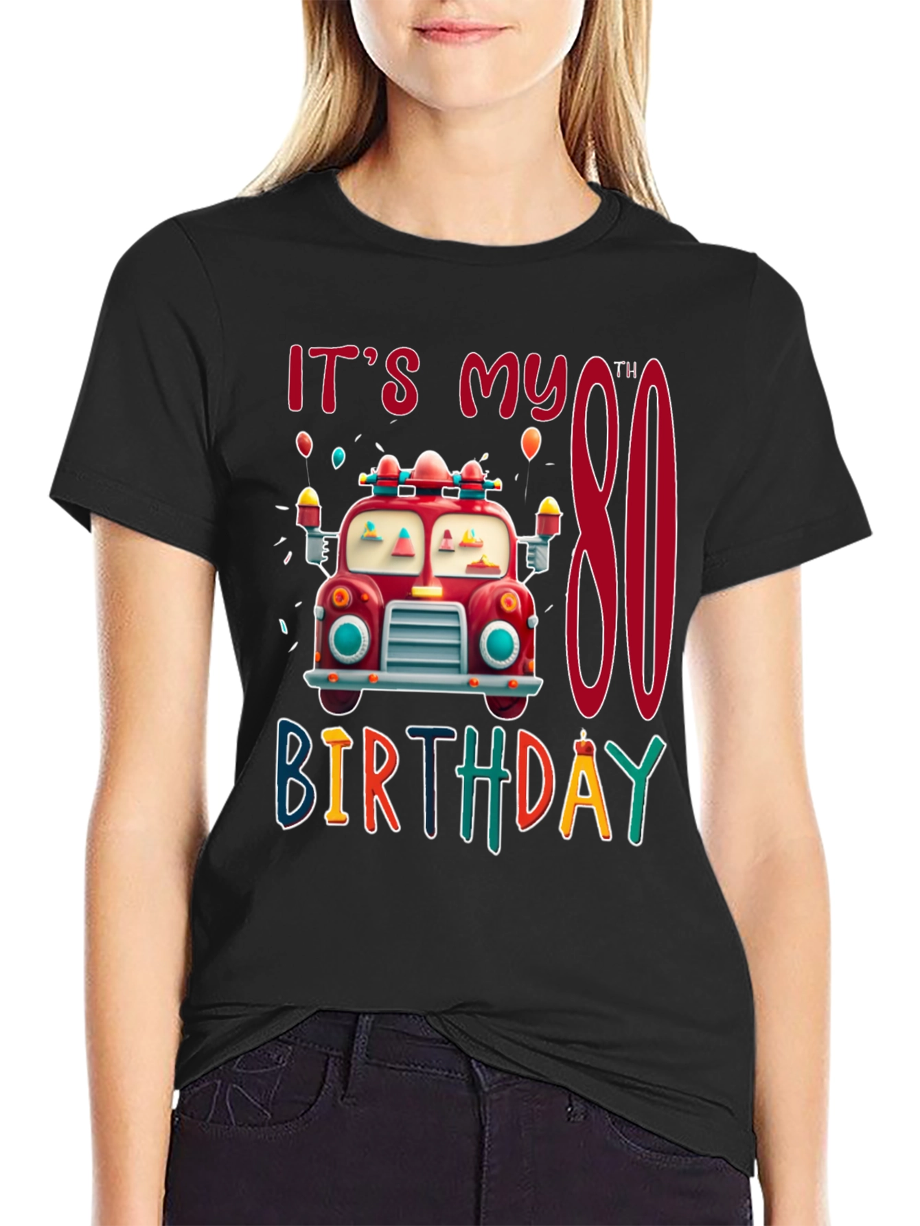 Its My 80th Birthday Fire Truck T-Shirt